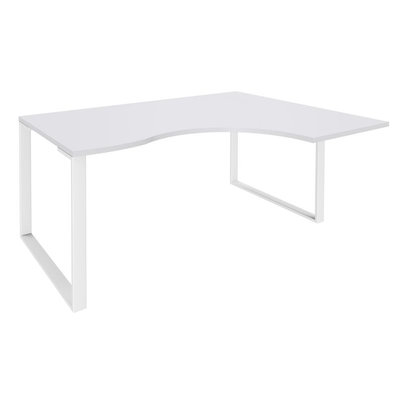 0404000123156-Bureau compact LOFTER - L160 cm - Retour à droite - Plateau Blanc - pied Blanc - (pied de renfort obligat-P_400012315_1-0