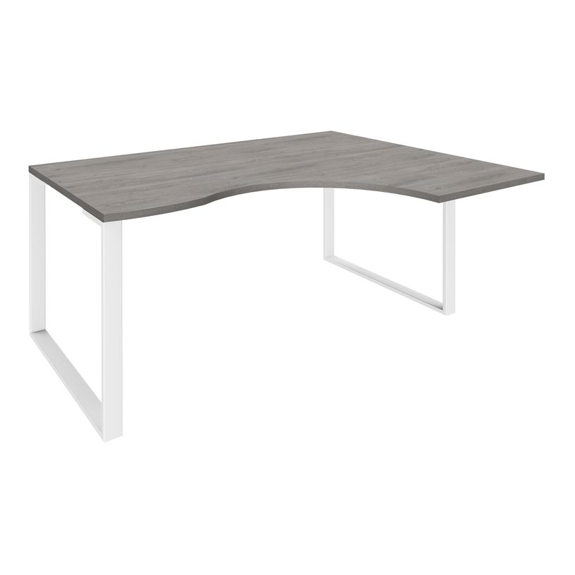 0404000123217-Bureau compact LOFTER - L160 cm - Retour à droite - Plateau imitation chêne gris - pied Blanc - (pied de renfort obligat-P_400012321_1-0
