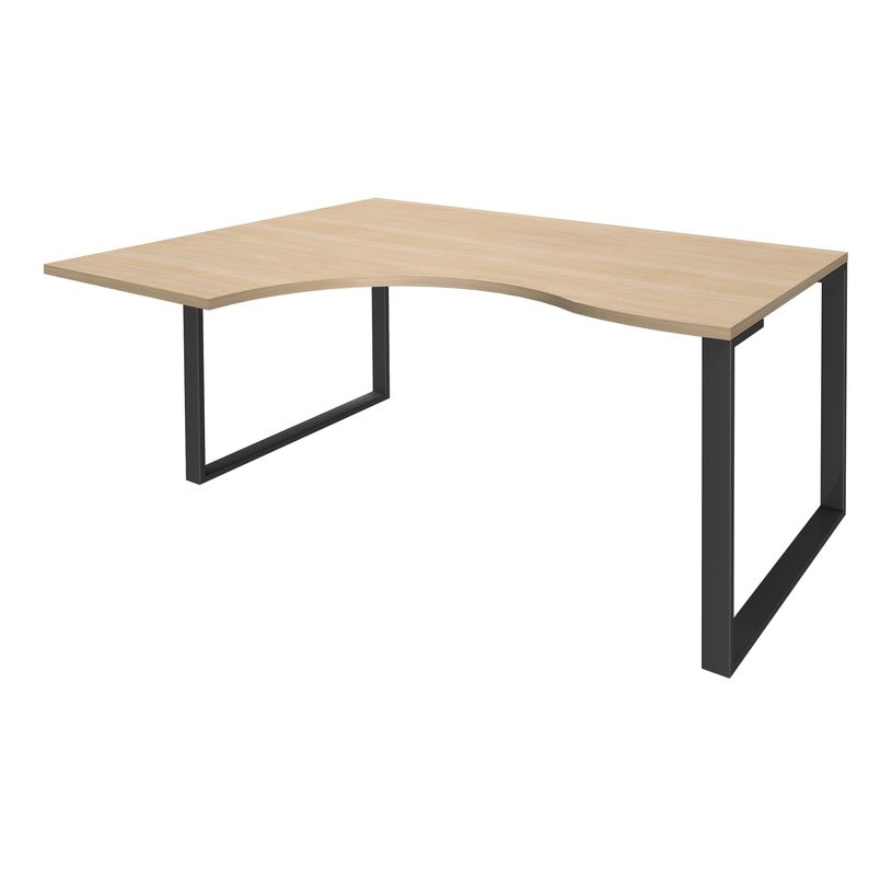 0404000123248-Bureau compact LOFTER - L160 cm - Retour à gauche - Plateau imitation chêne clair - pied Carbone - (pied de renfort obligat-P_400012324_1-0