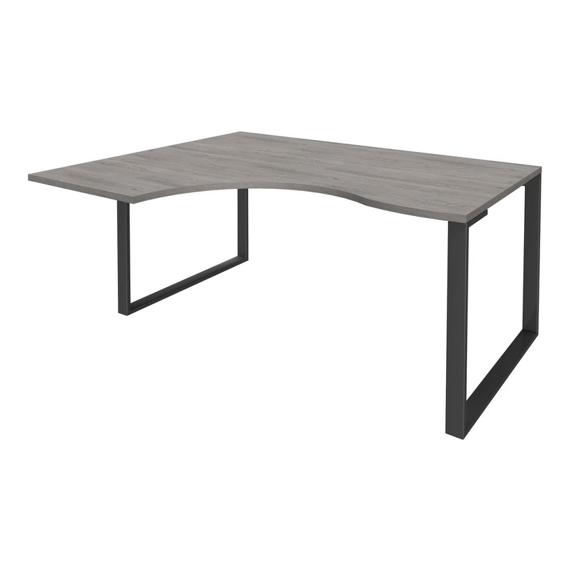0404000123323-Bureau compact LOFTER - L160 cm - Retour à gauche - Plateau imitation chêne gris - pied Carbone - (pied de renfort obligat-P_400012332_1-0
