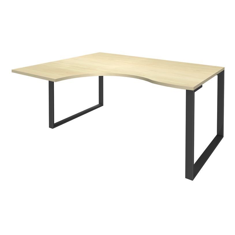 0404000123347-Bureau compact LOFTER - L160 cm - Retour à gauche - Plateau imitation Erable - pied Carbone - (pied de renfort obligat-P_400012334_1-0