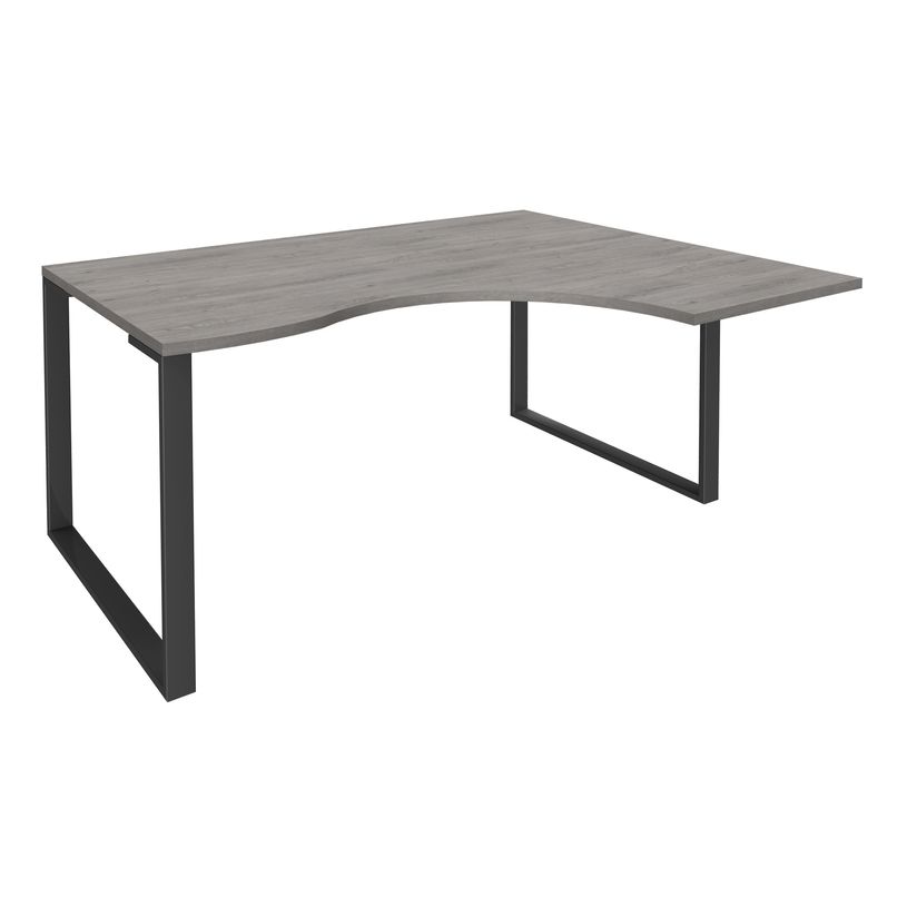 0404000123446-Bureau compact LOFTER - L180 cm - Retour à droite - Plateau imitation chêne gris - pied Carbone - (pied de renfort obligat-P_400012344_1-0