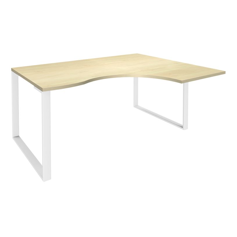 0404000123477-Bureau compact LOFTER - L180 cm - Retour à droite - Plateau imitation Erable - pied Blanc - (pied de renfort obligat-P_400012347_1-0