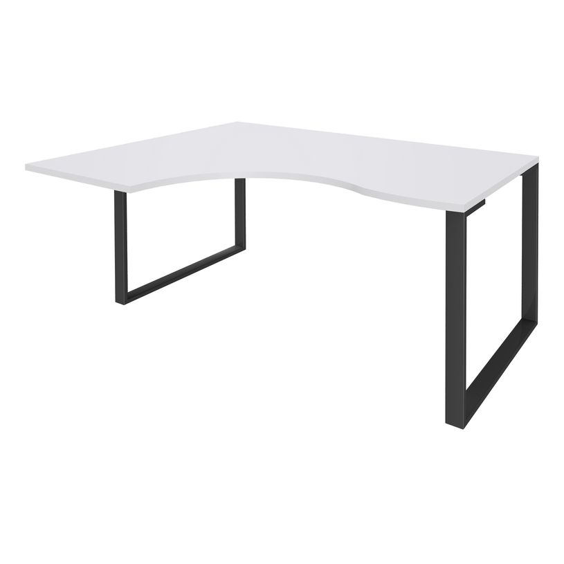 0404000123507-Bureau compact LOFTER - L180 cm - Retour à gauche - Plateau Blanc - pied Carbone - (pied de renfort obligat-P_400012350_1-0