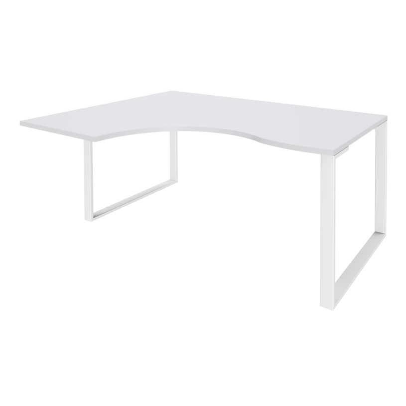 0404000123514-Bureau compact LOFTER - L180 cm - Retour à gauche - Plateau Blanc - pied Blanc - (pied de renfort obligat-P_400012351_1-0