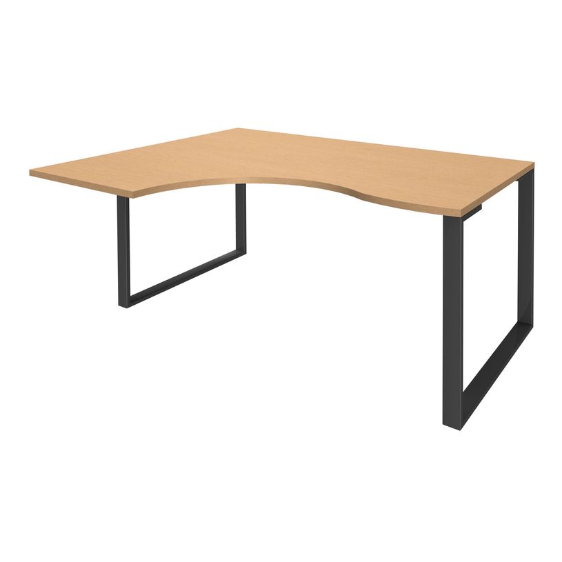 0404000123521-Bureau compact LOFTER - L180 cm - Retour à gauche - Plateau imitation Hêtre - pied Carbone - (pied de renfort obligat-P_400012352_1-0