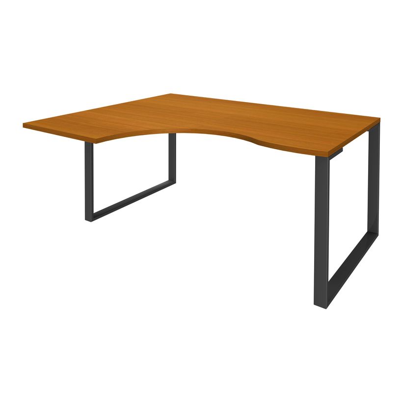 0404000123545-Bureau compact LOFTER - L180 cm - Retour à gauche - Plateau imitation Merisier - pied Carbone - (pied de renfort obligat-P_400012354_1-0