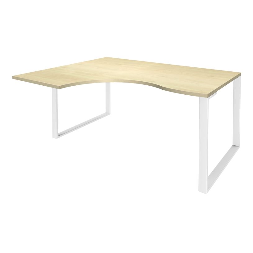 0404000123590-Bureau compact LOFTER - L180 cm - Retour à gauche - Plateau imitation Erable - pied Blanc - (pied de renfort obligat-P_400012359_1-0