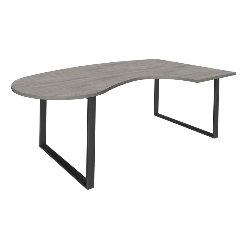 0404000123682-Bureau LOFTER Manager arrondi -  retour à droite - L200 cm - Plateau imitation chêne gris - Pied carbone (Pieds de renfort obligat-P_400012368_1-0