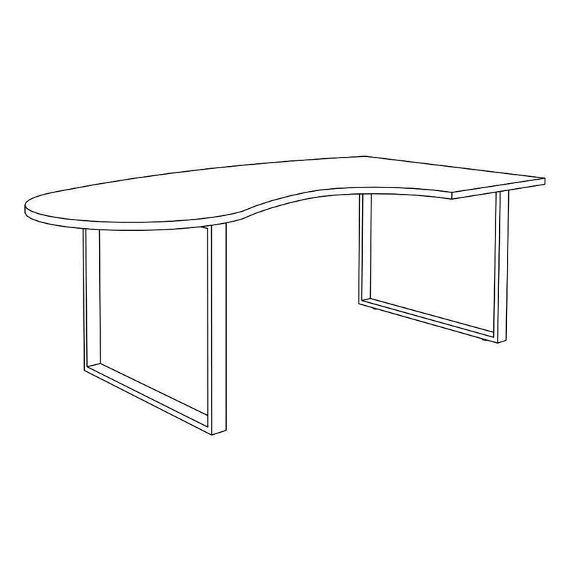 0404000123682-Bureau LOFTER Manager arrondi -  retour à droite - L200 cm - Plateau imitation chêne gris - Pied carbone (Pieds de renfort obligat-P_400012368_5-4