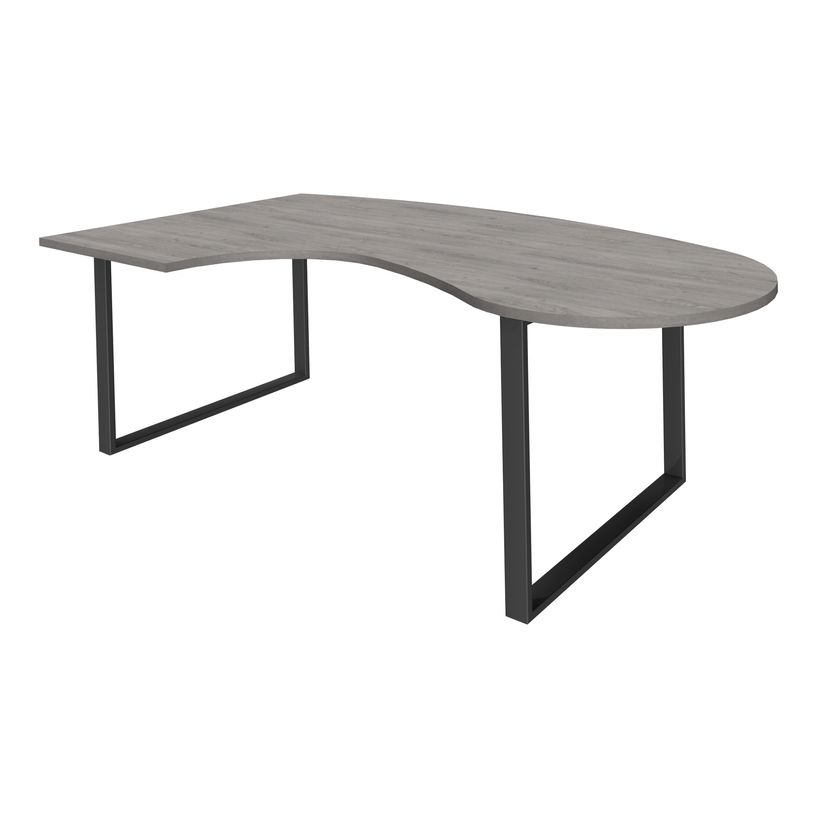 0404000123804-Bureau LOFTER Manager arrondi -  retour à gauche - L200 cm - Plateau imitation chêne gris - Pied carbone (Pieds de renfort obligat-P_400012380_1-0