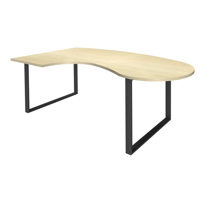 0404000123828-Bureau LOFTER Manager arrondi -  retour à gauche - L200 cm - Plateau imitation Erable - Pied carbone (Pieds de renfort obligat-P_400012382_1-0