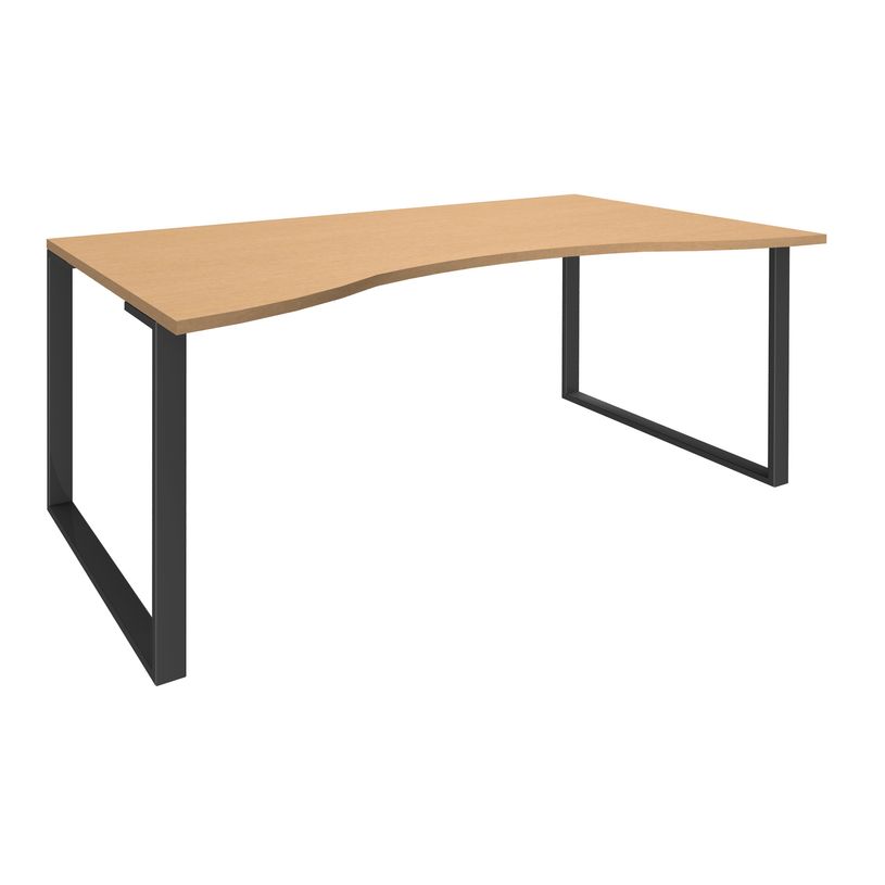 0404000123903-Bureau vague symétrique LOFTER - L180 cm - Plateau imitation Hêtre - pied Carbone-P_400012390_1-0