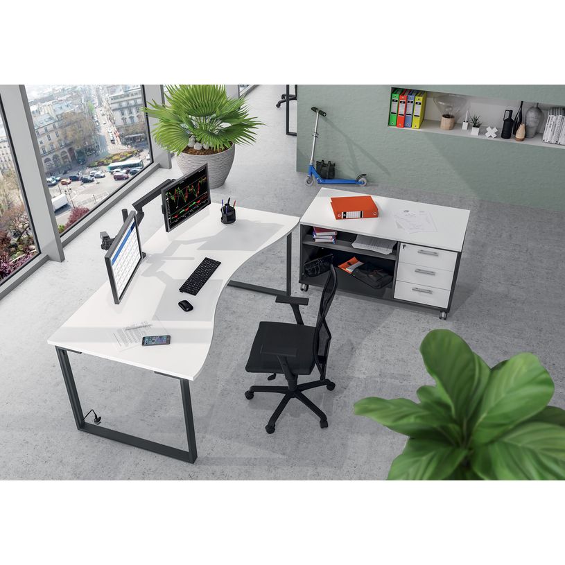 0404000123903-Bureau vague symétrique LOFTER - L180 cm - Plateau imitation Hêtre - pied Carbone-P_400012390_4-1
