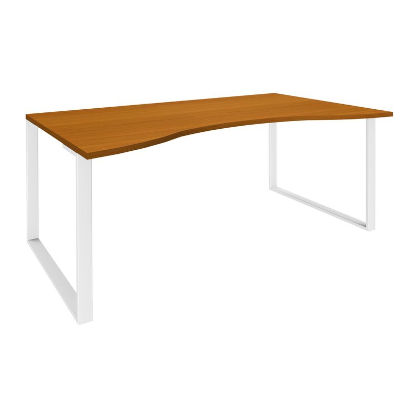 0404000123934-Bureau vague symétrique LOFTER - L180 cm - Plateau imitation Merisier - pied Blanc-P_400012393_1-0