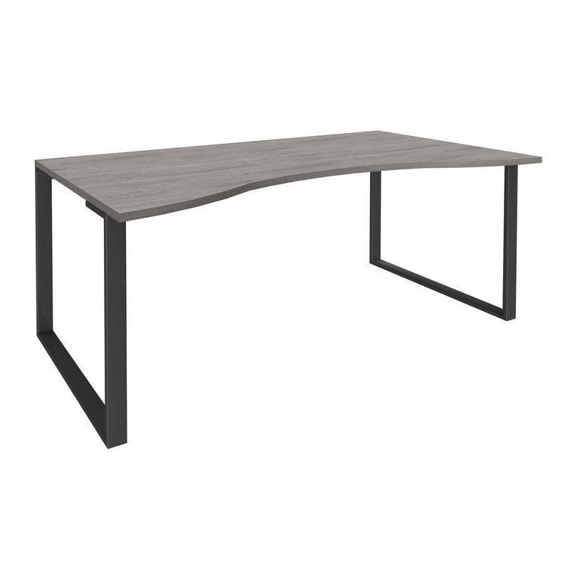 0404000123941-Bureau vague symétrique LOFTER - L180 cm - Plateau imitation chêne gris - pied Carbone-P_400012394_1-0