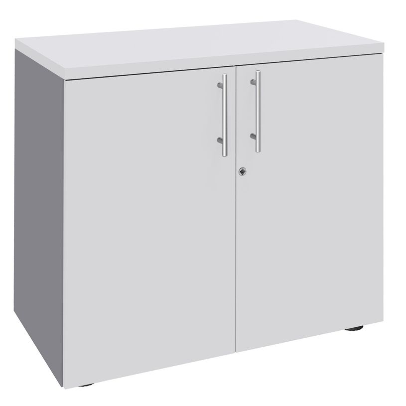 0404000124016-Armoire basse IRIS - H72 x L80 x P47 - 2 portes - Corps aluminium - Dessus et portes Blanc-P_400012401_1-0