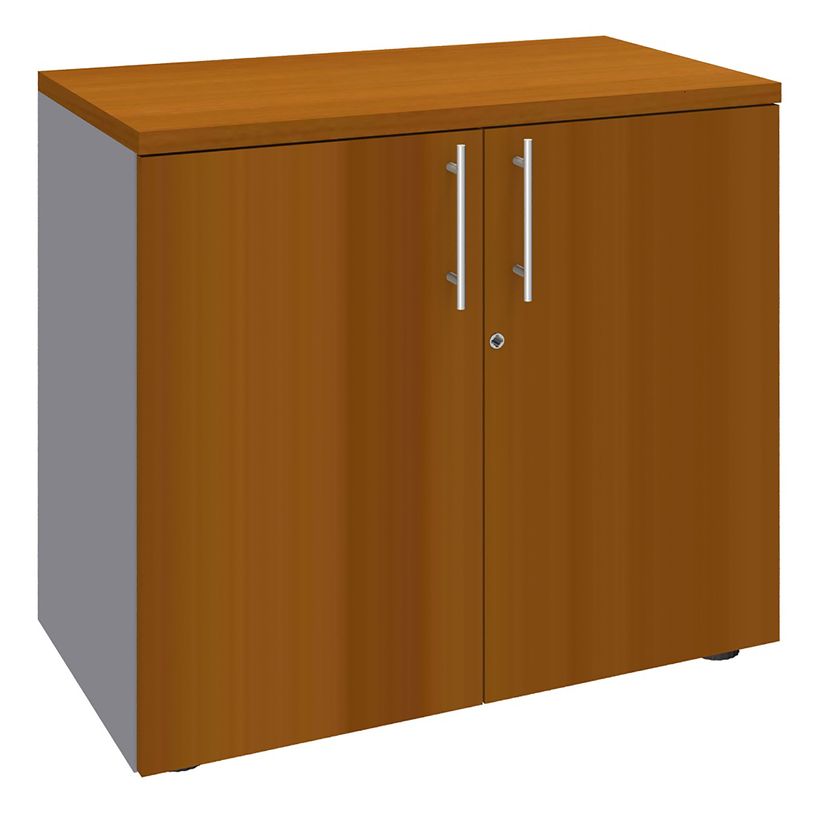 0404000124054-Armoire basse IRIS - H72 x L80 x P47 - 2 portes - Corps aluminium - Dessus et portes imita-P_400012405_1-0