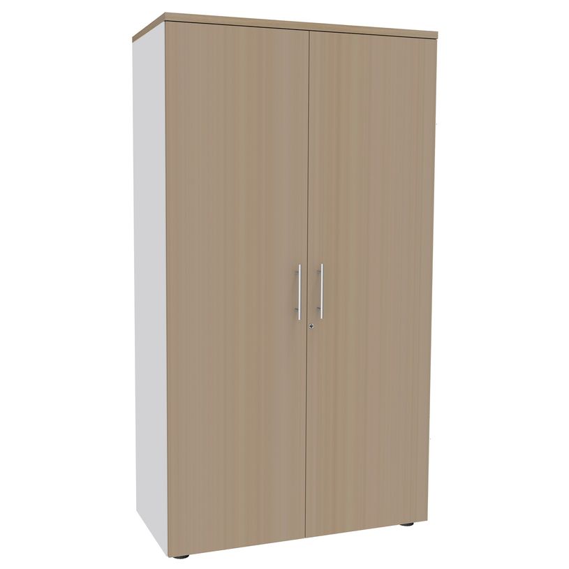 0404000124108-Armoire haute IRIS - H180 x L80 x P47 - 2 portes - Corps Blanc perle - Dessus et portes im-P_400012410_1-0