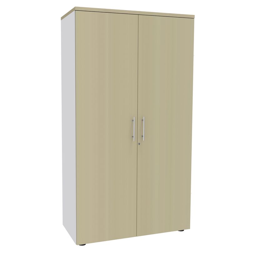 0404000124207-Armoire haute IRIS - H180 x L80 x P47 - 2 portes - Corps Blanc perle - Dessus et portes im-P_400012420_1-0