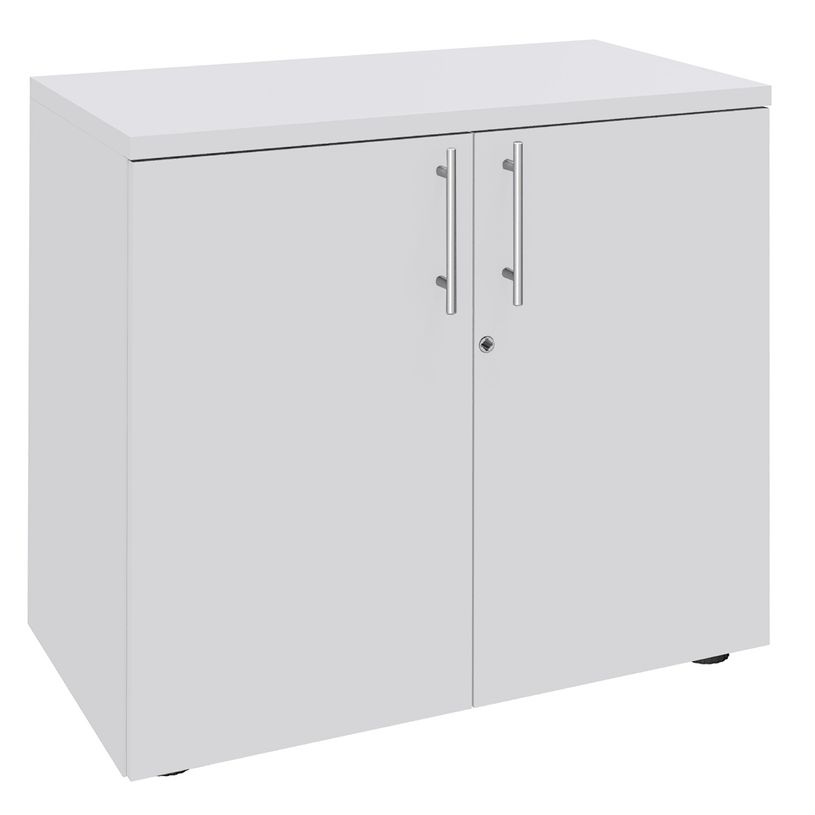 0404000124436-Armoire basse EXPRIM/LOFTER/LEVEL - H72 x L80 x P47 - 2 portes - Corps Blanc perle - Dessu-P_400012443_1-0