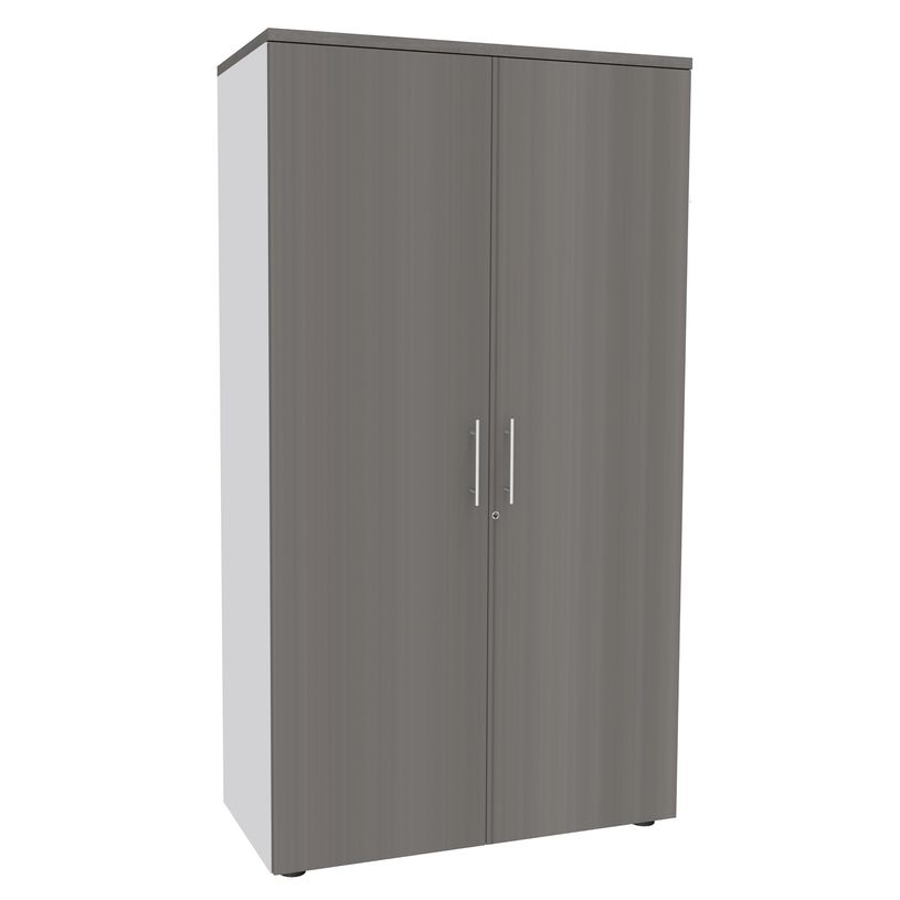 0404000124610-Armoire haute EXPRIM/LOFTER/LEVEL - H180 x L80 x P47 - 2 portes - Corps Blanc perle - Dessus e-P_400012461_1-0