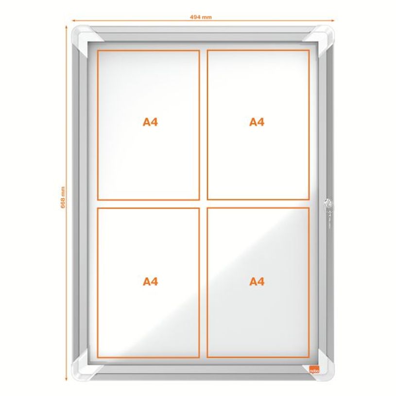 5028252064033-Nobo - Vitrine extérieure - 4 feuilles A4 - Surface magnétique - porte battante - 49,4 x 66,7 x 4,5 c--1