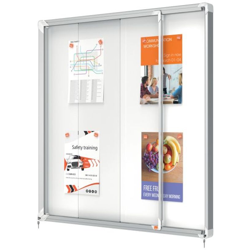 5028252063760-Nobo - Vitrine d'affichage - 12 feuilles A4 - surface magnetique - porte coulissante - 92,2 x 96,7 x 6,--1
