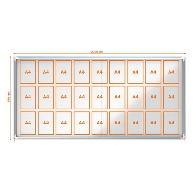 5028252063838-Nobo - Vitrine d'affichage - 27 feuilles A4 - surface magnetique - porte coulissante - 199,7 x 96,7 x 6--2