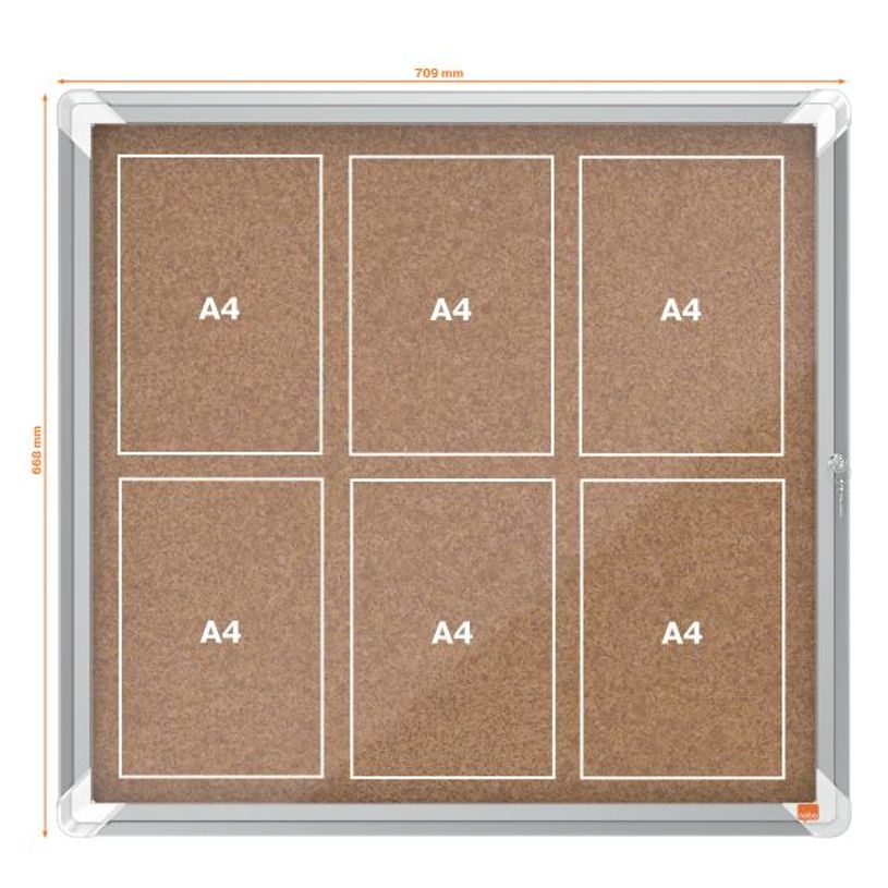 5028252063876-Nobo - Vitrine d'affichage - 6 feuilles A4 - surface liege - porte battante - 70,8 x 66,7 x 4,3 cm--2