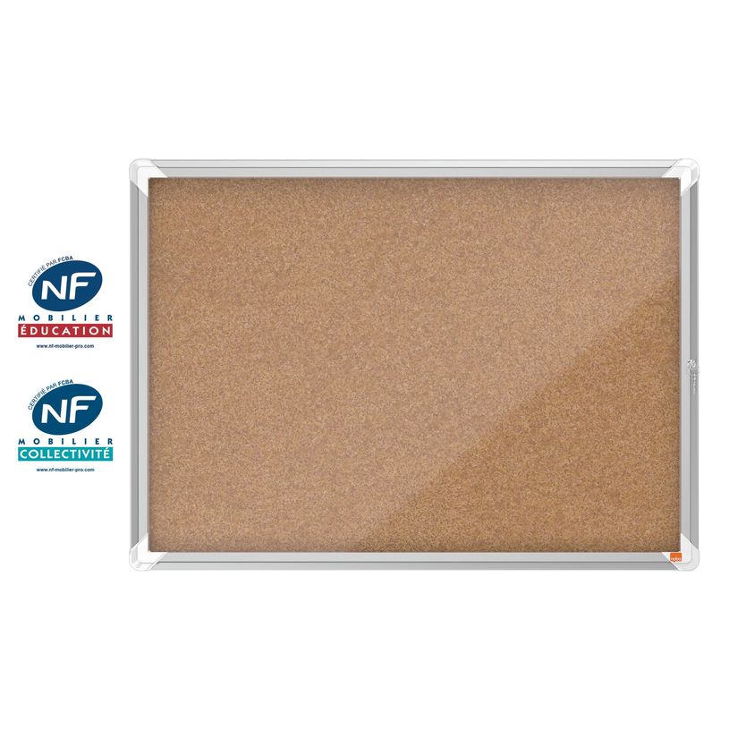 5028252611480-Nobo - Vitrine d'affichage - 8 feuilles A4 - surface liege - porte battante - 92,3 x 66,7 x 4,3 cm--0