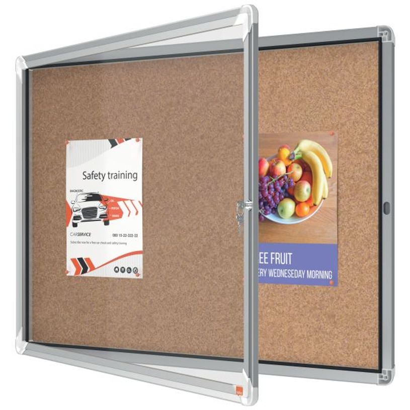 5028252611480-Nobo - Vitrine d'affichage - 8 feuilles A4 - surface liege - porte battante - 92,3 x 66,7 x 4,3 cm--1