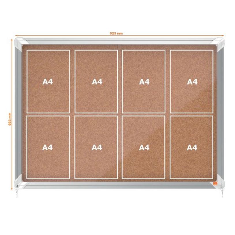 5028252611534-Nobo - Vitrine d'affichage - 8 feuilles A4 - surface liege - porte coulissante - 92,2 x 66,5 x 6,3 cm--2