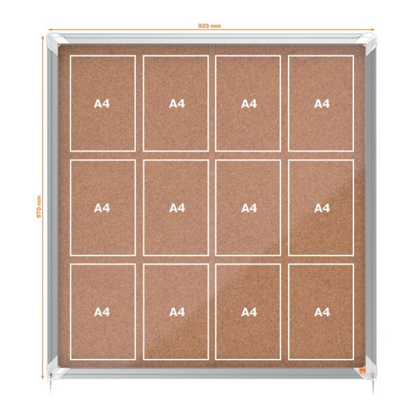 5028252063739-Nobo - Vitrine d'affichage - 12 feuilles A4 - surface liege - porte coulissante - 92,2 x 96,7 x 6,3 cm--2