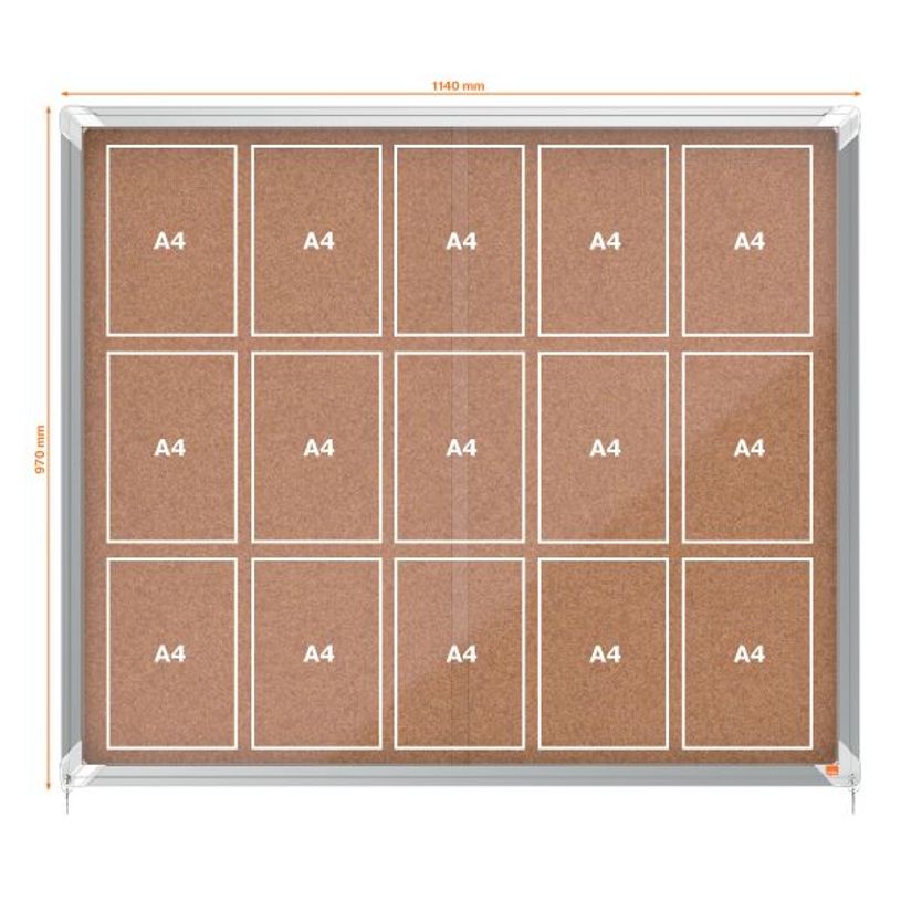 5028252611541-Nobo - Vitrine d'affichage - 15 feuilles A4 - surface liege - porte coulissante - 113,7 x 96,7 x 6,3 cm--2