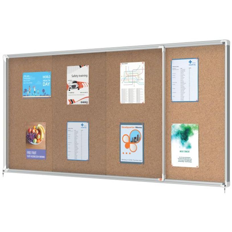 5028252611558-Nobo - Vitrine d'affichage - 27 feuilles A4 - surface liege - porte coulissante - 199,7 x 96,7 x 6,3 cm--1