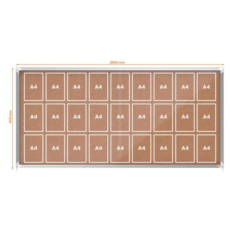 5028252611558-Nobo - Vitrine d'affichage - 27 feuilles A4 - surface liege - porte coulissante - 199,7 x 96,7 x 6,3 cm--2