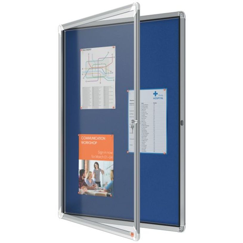 5028252063937-Nobo - Vitrine d'affichage - 9 feuilles A4 - surface en feutre bleu - porte battante - 70,8 x 96,9 x 4,--1