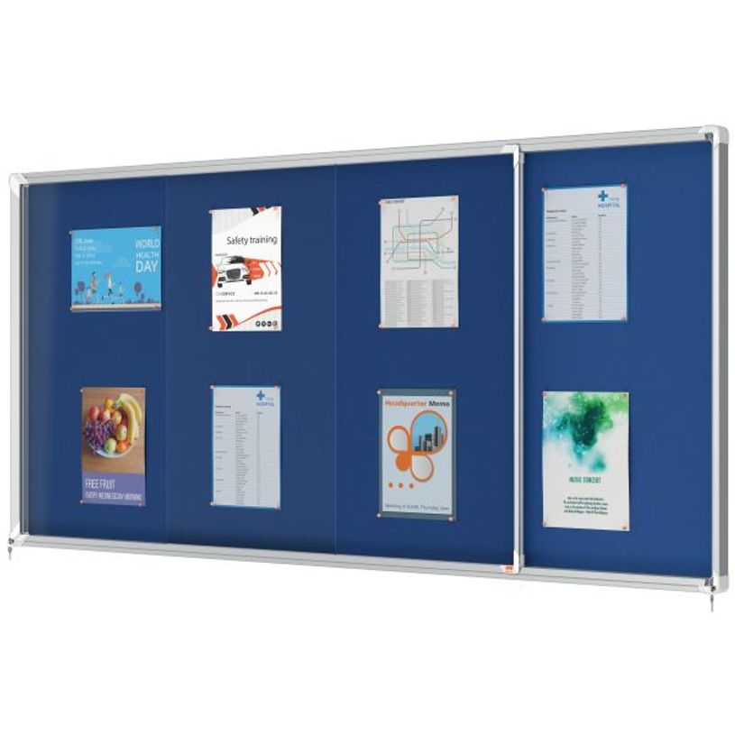 5028252611572-Nobo - Vitrine d'affichage - 27 feuilles A4 - surface en feutre bleu - porte coulissante - 199,7 x 96,7--1
