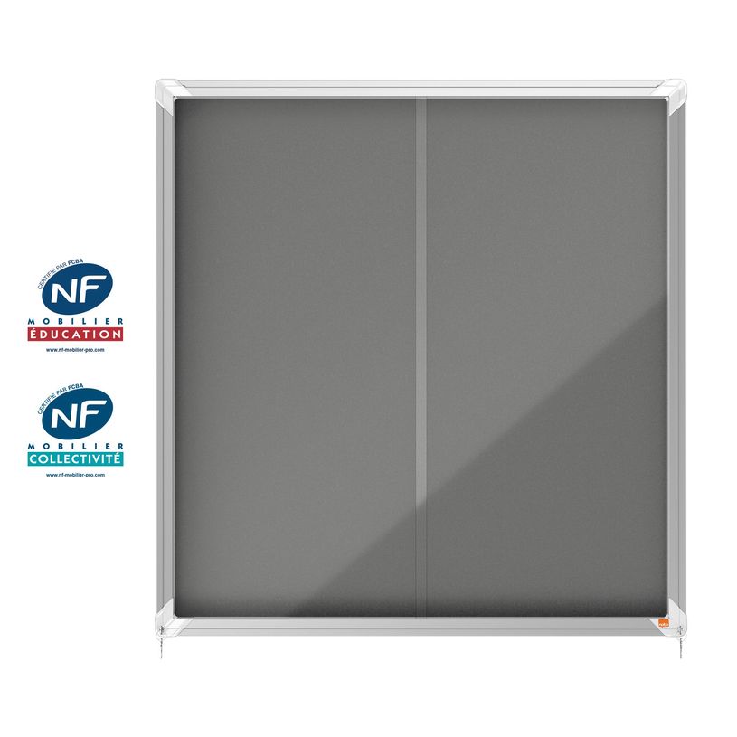5028252611596-Nobo - Vitrine d'affichage - 12 feuilles A4 - surface en feutre gris - porte coulissante - 92,2 x 96,7 --0