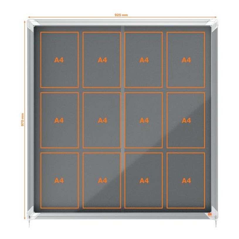 5028252611596-Nobo - Vitrine d'affichage - 12 feuilles A4 - surface en feutre gris - porte coulissante - 92,2 x 96,7 --2