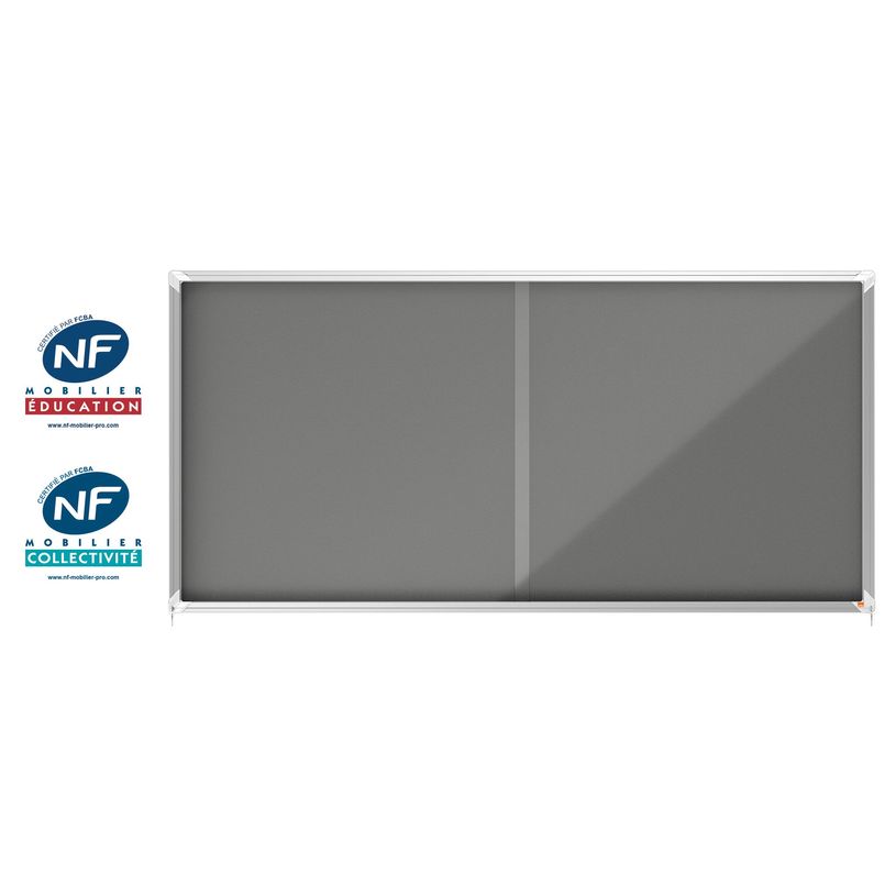 5028252611619-Nobo - Vitrine d'affichage - 27 feuilles A4 - surface en feutre gris - porte coulissante - 199,7 x 96,7--0