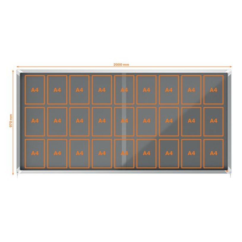 5028252611619-Nobo - Vitrine d'affichage - 27 feuilles A4 - surface en feutre gris - porte coulissante - 199,7 x 96,7--2