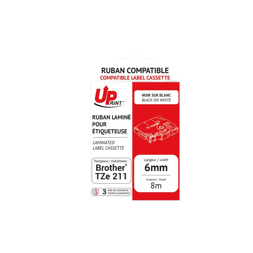 3584770437213-UPrint - Ruban d'étiquettes auto-adhésives pour Brother TZe211 - 1 rouleau (6 mm x 8 m) -P_400013501_2-0