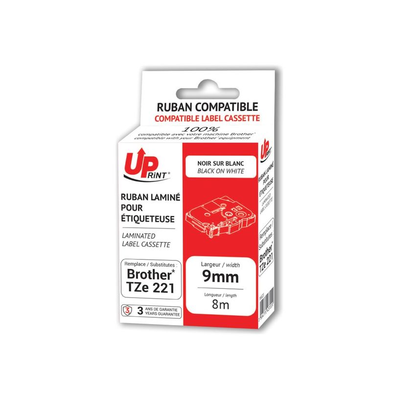 3584770437220-Uprint - Ruban d'étiquettes auto-adhésives pour Brother TZe221 - 1 rouleau (9 mm x 8 m) -P_400013502_3-2