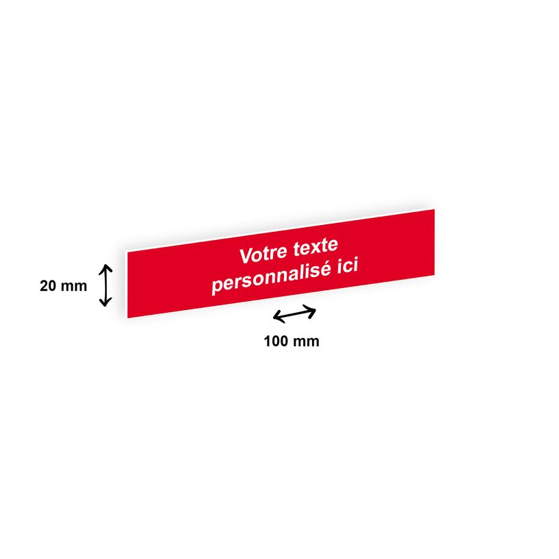 0404000135272-Plaque boîte à lettres personnalisée avec votre texte - 100 x 20 mm - rouge - adhésiv