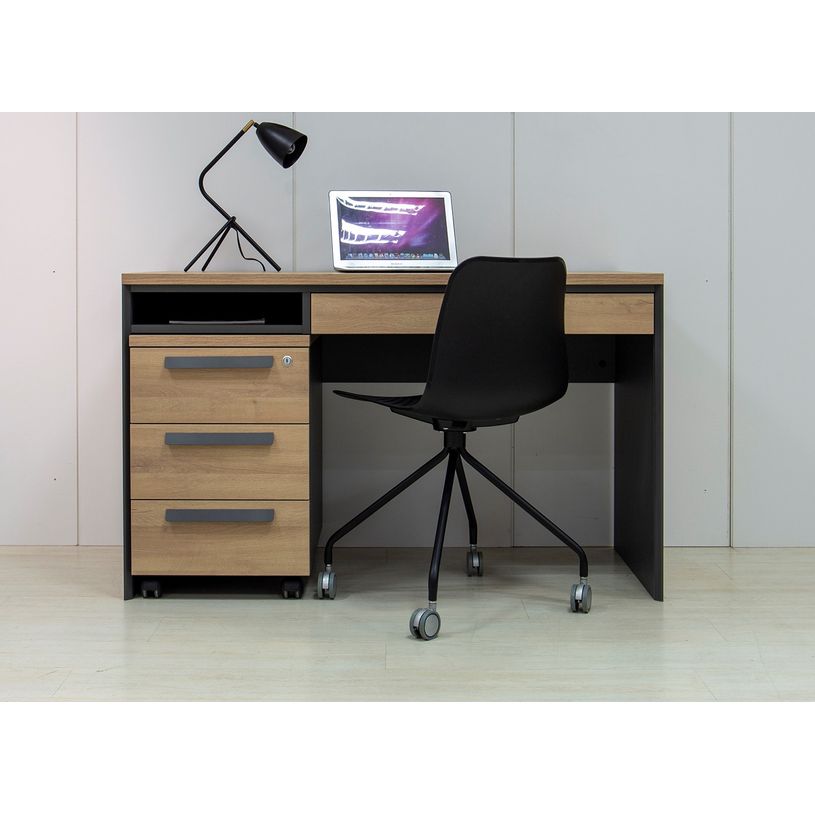 3483601088900-Caisson mobile ARCADE - Profondeur 60 cm - 3 tiroirs - chêne/anthracite-P_400013550_2-1