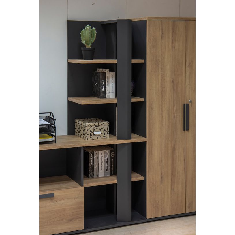 3483601088849-Bibliothèque haute ARCADE -  L60 x H182 x P45 - 4 étagères - anthracite-P_400013552_2-1
