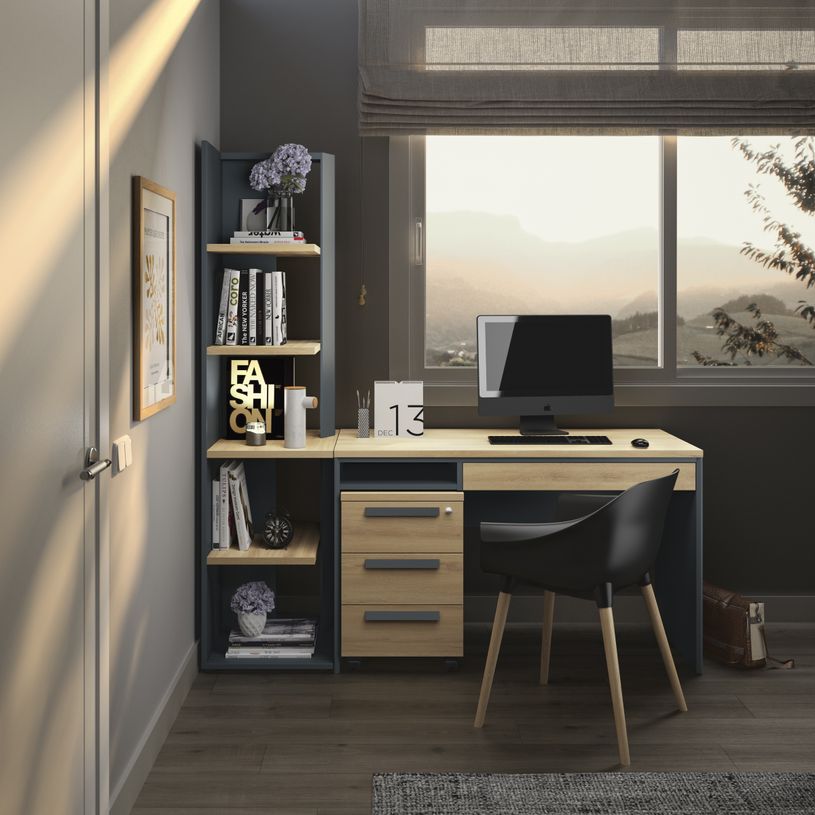 3483601088849-Bibliothèque haute ARCADE -  L60 x H182 x P45 - 4 étagères - anthracite-P_400013552_4-3