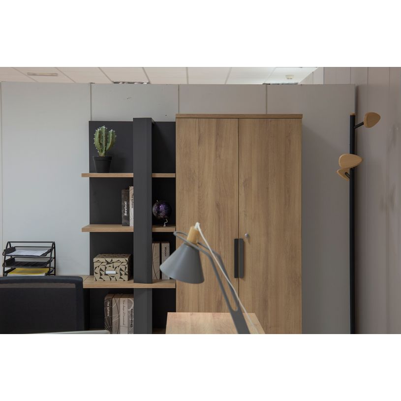 3483601088795-Armoire haute ARCADE -  L81 x H184 x P45 - 2 portes - chêne/anthracite-P_400013553_4-3